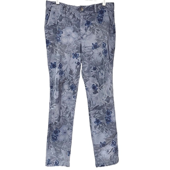 GAP Pants - GAP Girlfriend Chino Pants Floral Hibiscus Faded Blue Print Jeans Cotton Size 6